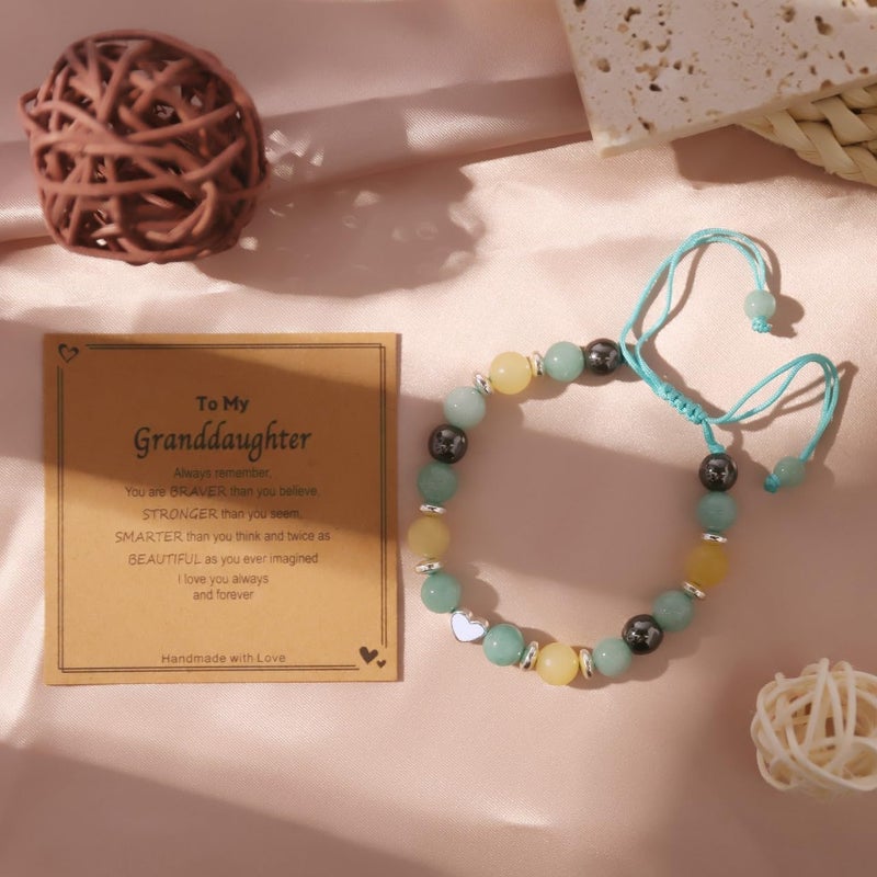 Chuchoter To My Daughter/Granddaughter/Niece Bracelet,Sweet Heart Natural Stone Beaded Bracelet For girl,Birthday Christmas Valentines Graduation Gifts for girl - Image 4